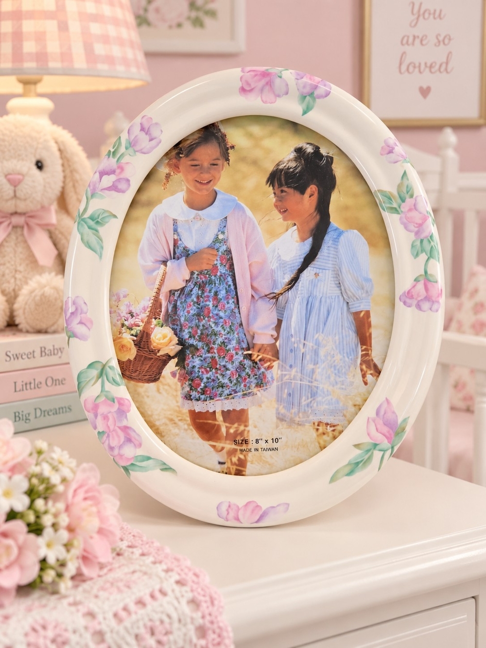 Floral Oval Ceramic Photo Frame For 8X10 Photo